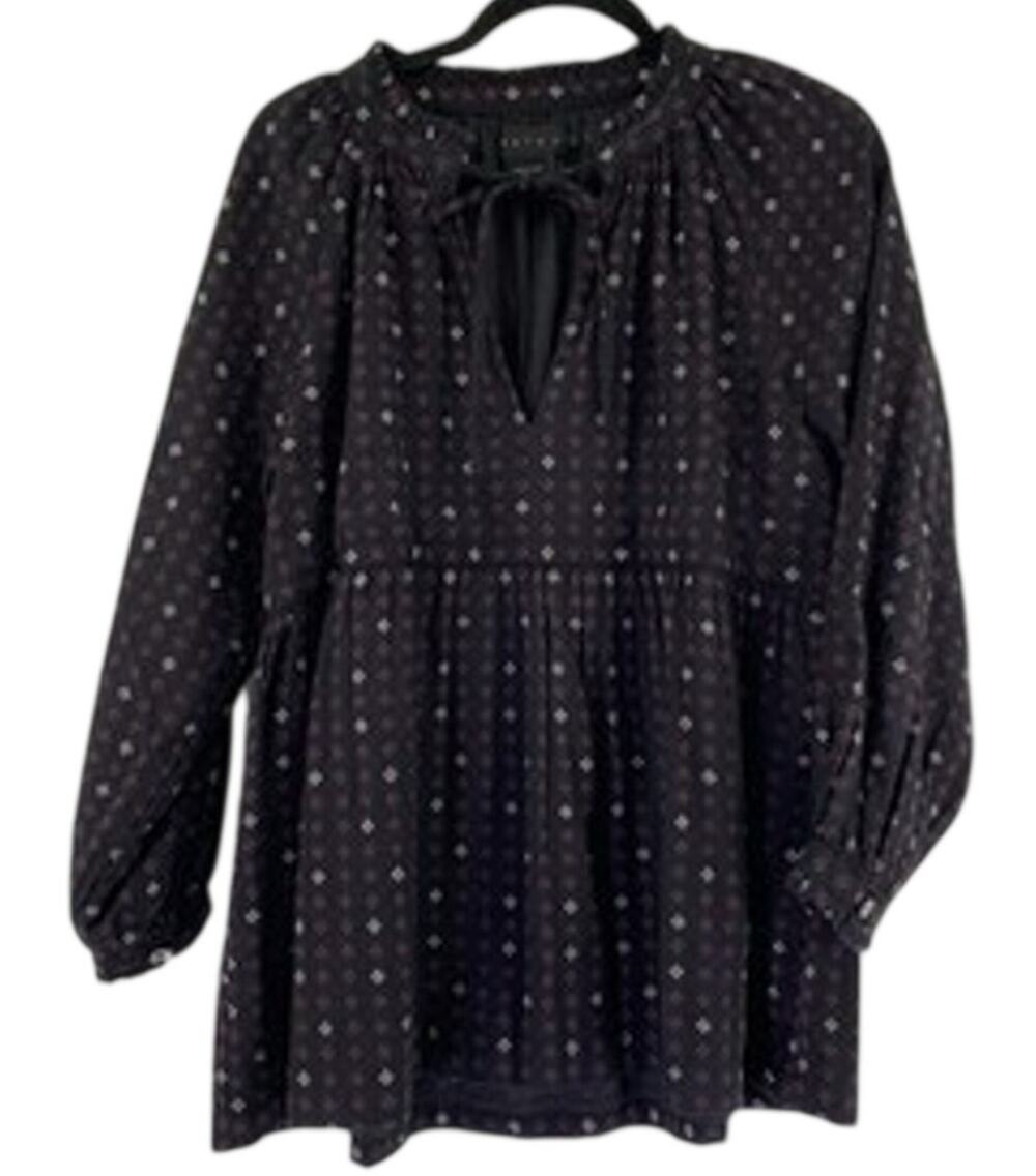 Hatch The Alana top in black/plum/ lilac women's size 1 100% Cotton